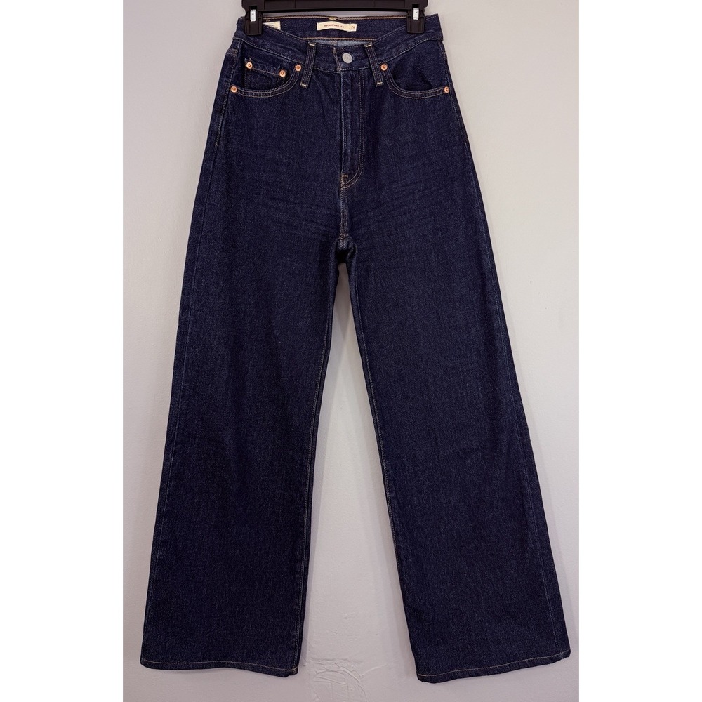 Levi's Premium Ribcage Wide Leg Jean Fits Sz 25 Tagged Sz 26 Dark Wash Denim